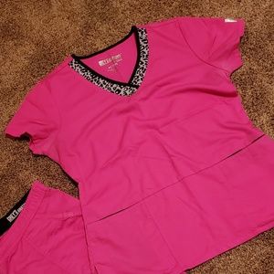 Grey's Anatomy Pink Cheetah Scrub Set